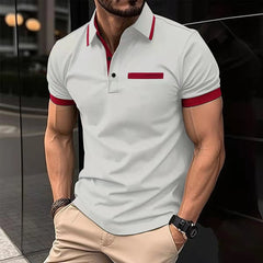 Men's New Casual Color Matching Business POLO Shirt