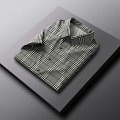 Men's Summer Ice Silk Plaid Casual Loose Shirt