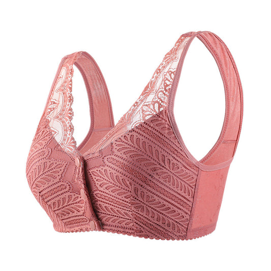 Breathable front button plus size bra