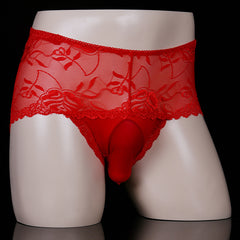 Men's Sexy Ultra-thin Transparent Lace Mesh Briefs