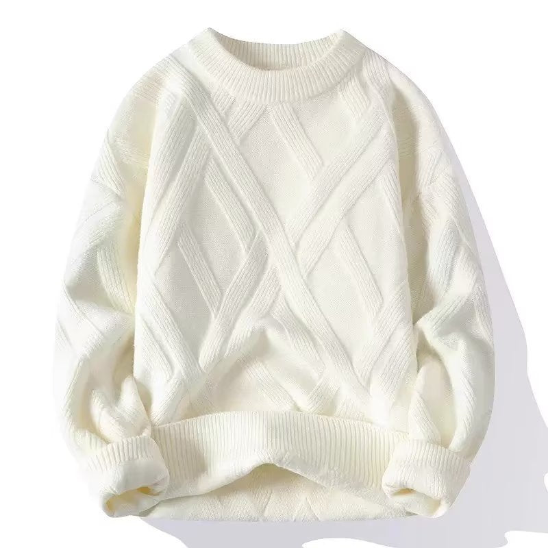 Men's Round Neck Pullover Casual Loose Thickened Sweater