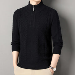 Men's Thickened Zipper Turtleneck Sweater