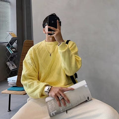 Men's Round Neck Pullover Casual Loose Thickened Sweater
