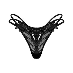 Lace Embroidery Low-Rise Floral Mesh Transparent Strapless Panties