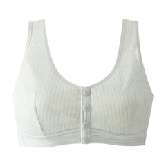 Cotton front button wire free bra