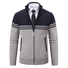 Men's Stand Collar Fashion Casual Color Block Sweater