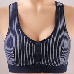 Cotton Front Button Push Up Wireless Bra