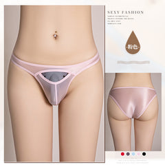 Men's Transparent Open Sexy Silky Elastic Low Waist Briefs