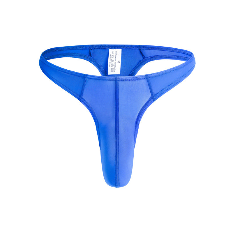 New men's ice silk low-waist breathable sexy solid color thong