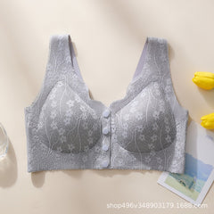 Button front plus size thin wire-free bra