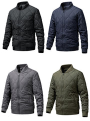 Men's Stand Collar Zippered Cotton Casual Jacket