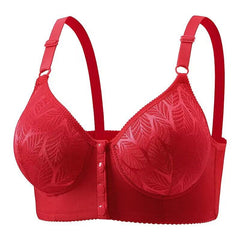 Large size front button non-wired jacquard bra