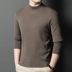 Men's half turtleneck solid color wool sweater