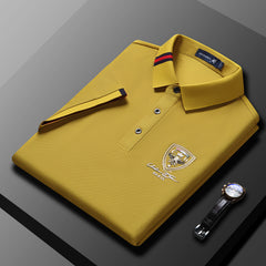 Men's Solid Color Mulberry Silk Casual Polo Shirt
