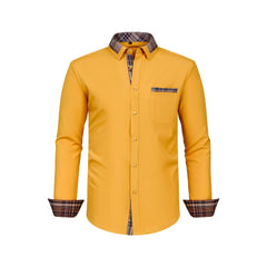Men's Colorblock Plaid Collar Casual Super Stretch Shirt