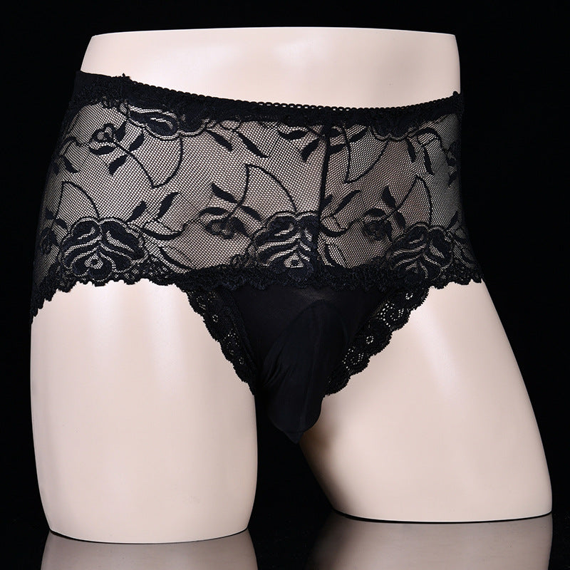 Men's Sexy Ultra-thin Transparent Lace Mesh Briefs