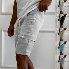 Men's New Cotton and Linen Casual Drawstring Shorts