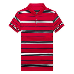 Men's Business Casual Striped Lapel Short Sleeve POLO Shirt