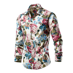 Men's Long Sleeve Fashionable Floral Shirt