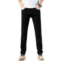 New High-end Men's Black Straight Slim Stretch Casual Versatile Jeans