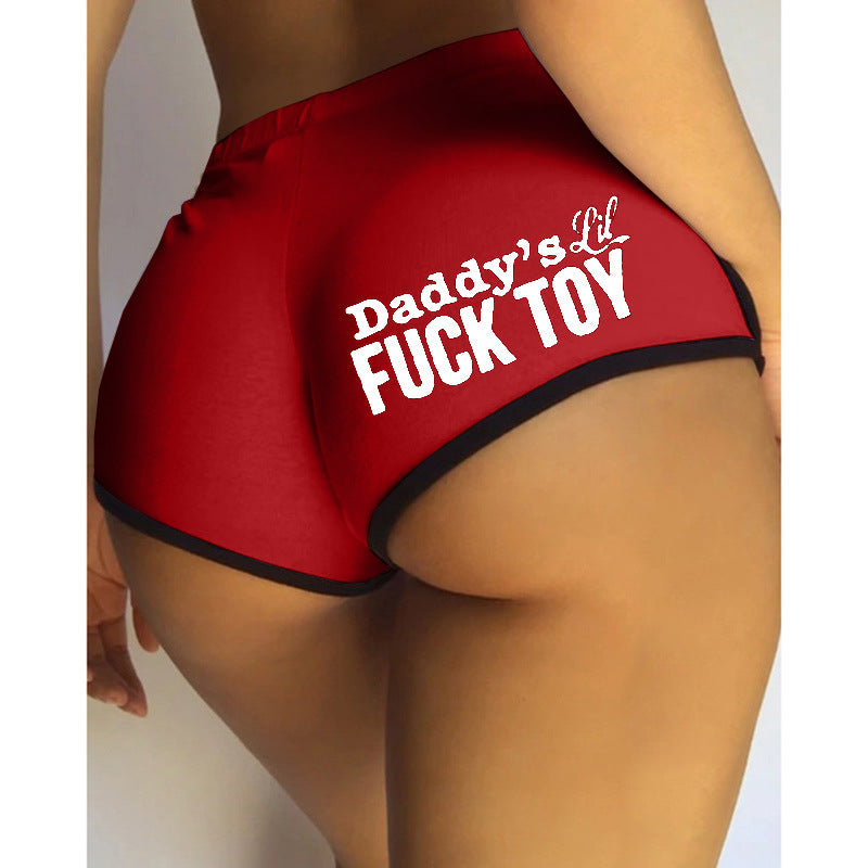 Letter Print Sexy Slim Shorts