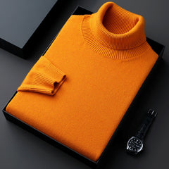 Men's New Winter Thickened and Velvet Warm Casual Solid Color Turtleneck Sweater