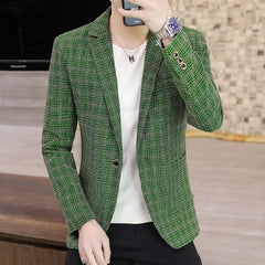 Fashionable and casual plaid British suit jacket