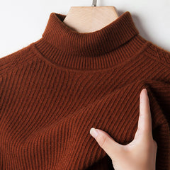 Men's Solid Color Turtleneck Warm Fashionable Knitted Sweater