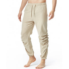 Men's Cotton and Linen Drawstring Jogging Casual Pants