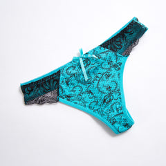 Lace print sexy solid color panties