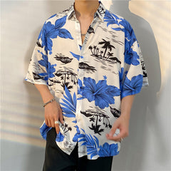 New Men's Casual Large Size Beach Vacation Hawaiian Print Shirt