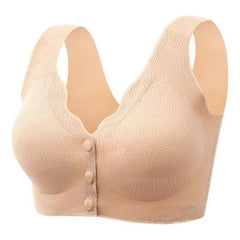 Ice silk mother's front button wireless bra