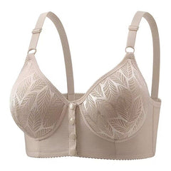 Large size front button non-wired jacquard bra