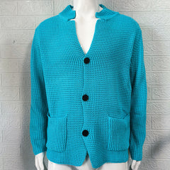 Men's slim fit stand collar knitted cardigan