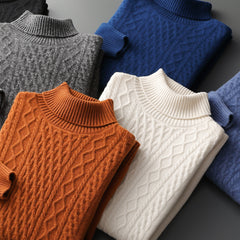 Men's 100% Pure Wool Jacquard Thickened Turtleneck Sweater