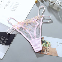Sexy Lace Embroidered Mesh Low Waist Thong