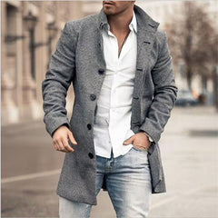 Men's New Wool Stand Collar Casual Wool Coat
