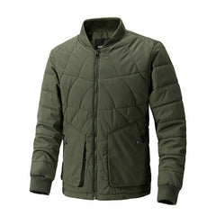 Men's Casual Warm Stand Collar Plaid Patchwork Cotton Coat
