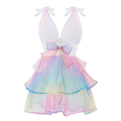 [Global Limited Edition] Sexy Lace-up Soft Gauze See-through Dopamine Style Princess Dress Uniform Suit