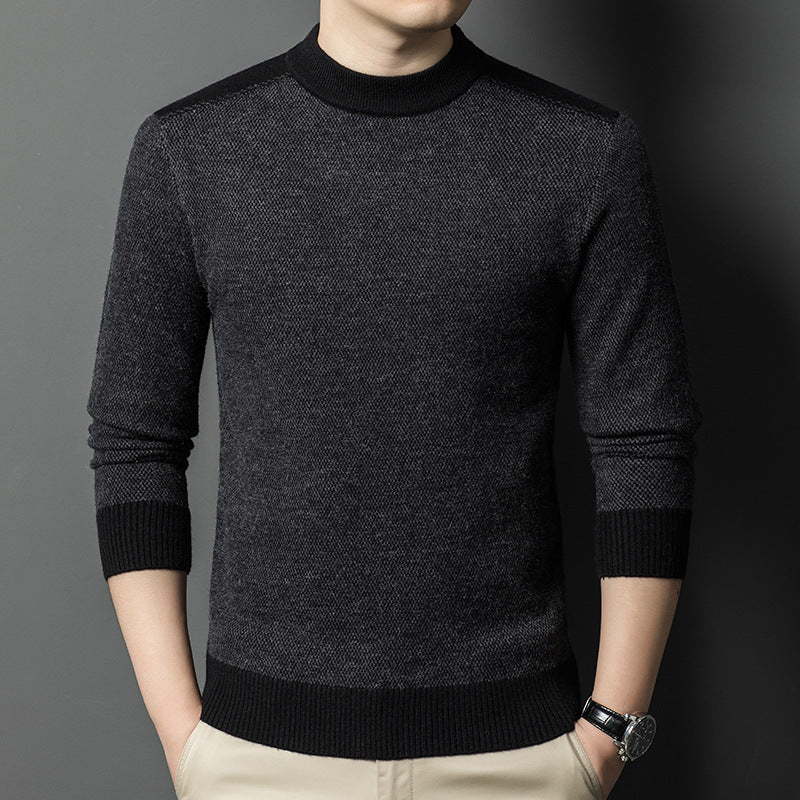 Thickened warm half turtleneck men's casual sweater