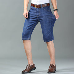 Men's Thin Elastic Straight Casual Fashion Denim Shorts
