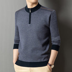 Jacquard half turtleneck thick warm casual sweater