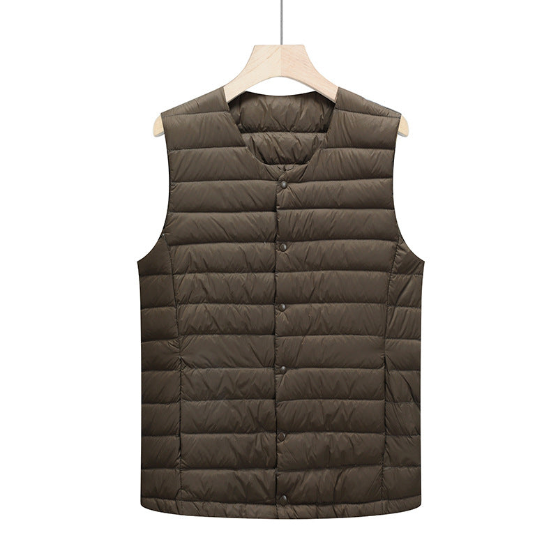 Men's White Duck Down Warm Down Vest