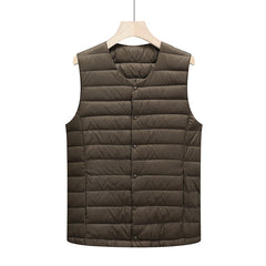Men's White Duck Down Warm Down Vest