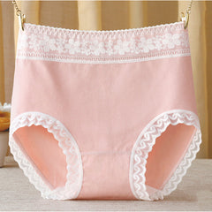 Pure cotton high waist tummy control lace plus size Panties