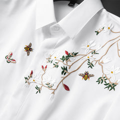 2023 New Fashion Pattern Embroidered Slim Fit Non-Iron Shirt