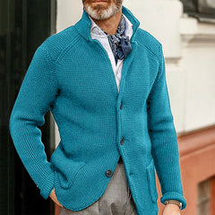 Men's slim fit stand collar knitted cardigan