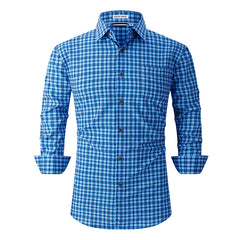 Men's Printed Long Sleeve Plaid Shirt
