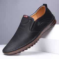 Casual soft sole slip-on trendy leather shoes