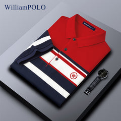Men's New Cotton Lapel Striped Casual Breathable POLO Shirt